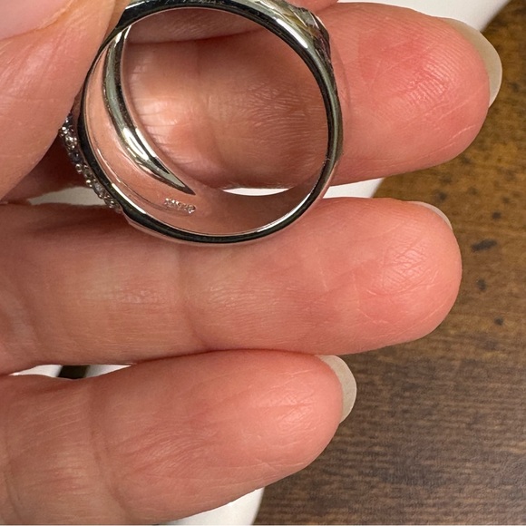 Nataliya V. Collister Blue and Clear Crystal Pave Dome Ring Size 10 - Picture 6 of 8